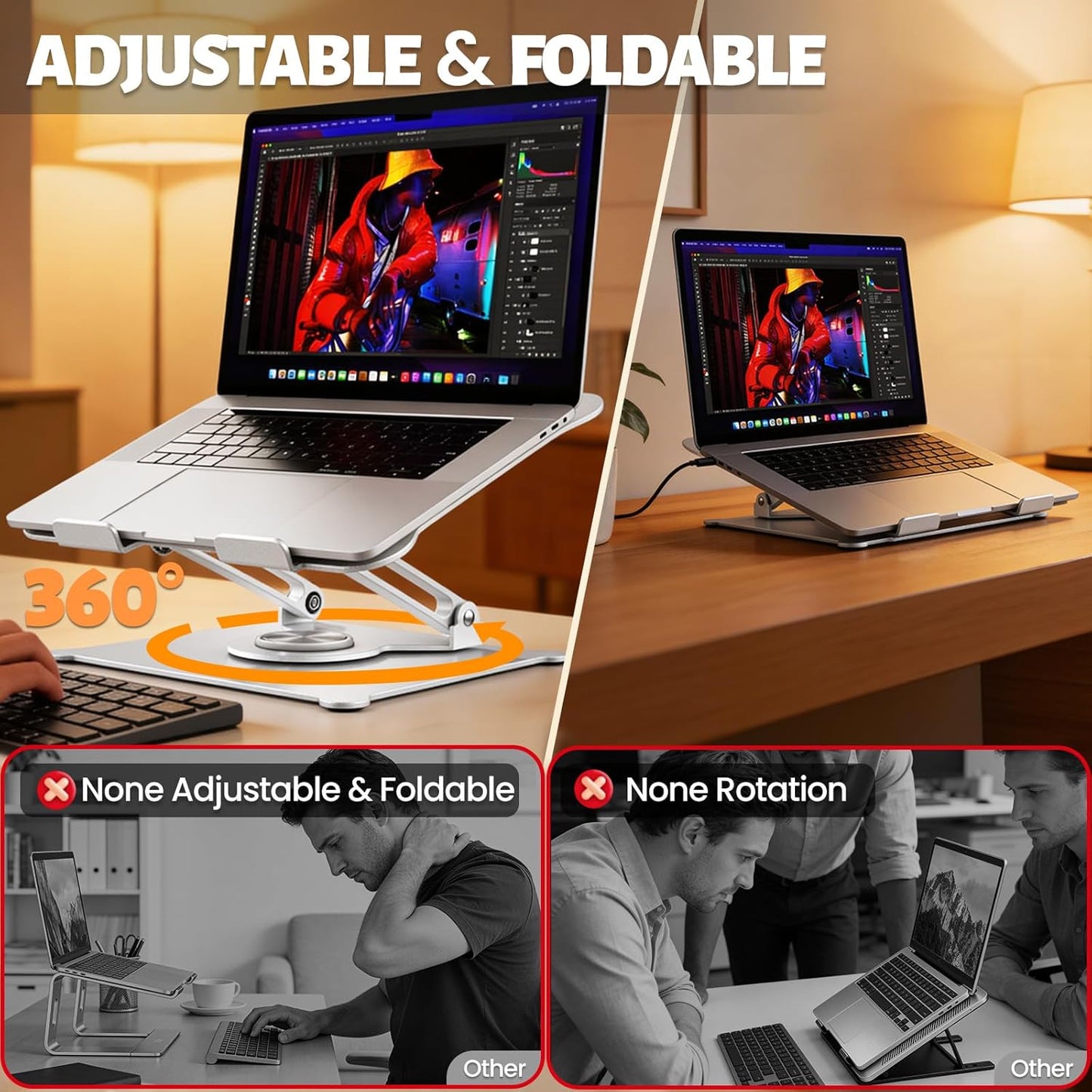 Urmust Laptop Notebook Stand Holder Adjustable Laptop Stand Portable Computer Riser Compatible with MacBook Air Pro HP Dell XPS Lenovo All Laptops 10-15.6"(Rose Gold)