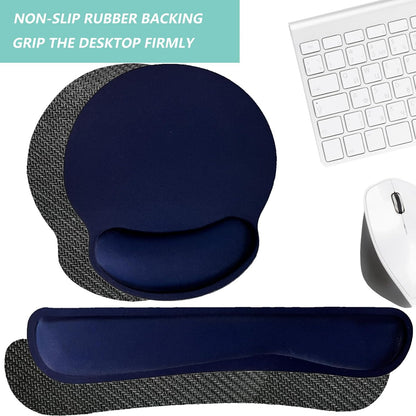 Keyboard Wrist Rest Pad Mouse Pad with Wrist Support Set of 3, Mousepad with Non-Slip Rubber Base, Ergonomic Memory Foam Mouse Wrist Cushion Support for Home Office Laptop Computer, Flower Black