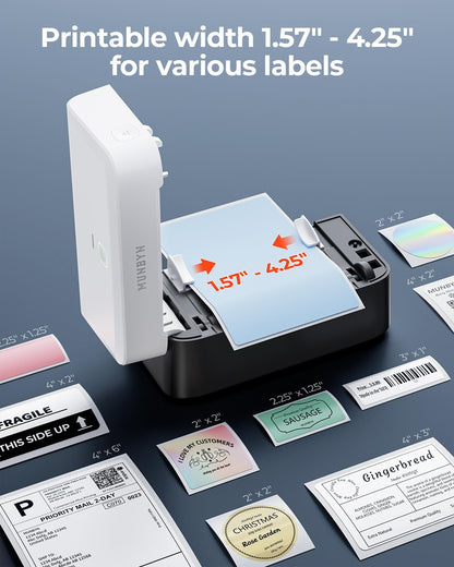 MUNBYN Bluetooth Thermal Label Printer RW403B, Wireless 4x6 Shipping Label Printer for Small Business, Compatible with Android, iPhone, Windows, Mac, Chromebook, Print Width 1.57"-4.25" (Grey)