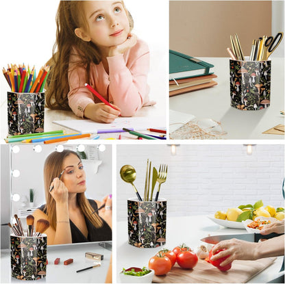 WAVEYU Ceramic Pen Holder for Desk Cute, Pencil Cup Pot Desk Organizer, Makeup Brush Holder for Women, Men, Kids, Desk Marble Decor for Office, Classroom, Home, Gray Golden