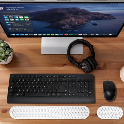 MEGREZ Clear Gel Wrist Rest for Keyboard and Mouse, Cute Crystal Gel WristRest, Ergonomic Wrist Rest Set, Cloud Wrist Rest Keyboard, Pink