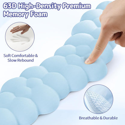 Sushret Cloud Wrist Rest for Keyboard and Mouse, Memory Foam PU Leather Keyboard Wrist Rest with Ergonomic Support, Non-Slip Base, Cute Arm Rest Pad & Palm Cushion, Office Desk Accessory, White
