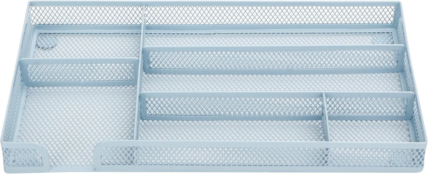Annova Desk Drawer Organizer Tray for Office Organization - Metal Mesh - Storage Tray with Dividers for Pens, Desktop Accessories, Bathroom, Kitchen, Makeup and Office Supplies (Small, Gold)