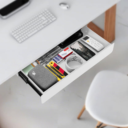 KHAMAL Under Desk Drawer Slide Out Large - Under Table Drawer 17.32" x 9.25", Pull-Out Storage Organizer With Cable Management For Home & Office