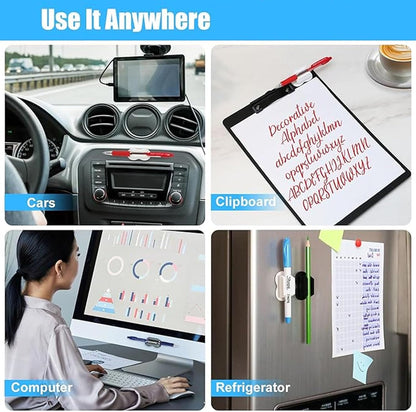 6 Pack Adhesive Pen Holder - Self-Adhesive Silicone Organizer Set - Multifunctional Clips for Desk & Wall - Ideal for Adults and Kids, Office and Home Organization (6)