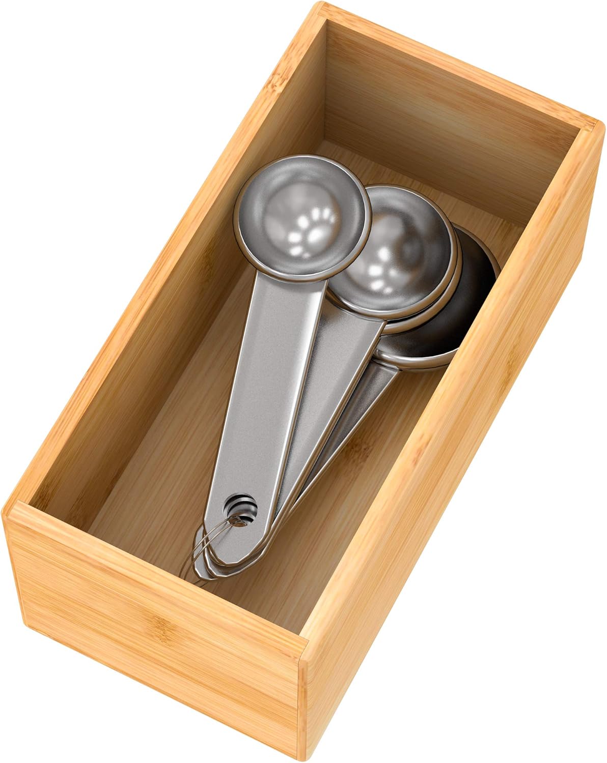 Black Bamboo Drawer Organizer - Silverware&Utensil Holder Organizer for Kitchen Drawers, Multi-Use Drawer Dividers Boxes for Bathroom Counter，Cabinet, Garage, Office Desk, Makeup, Jewelry (12"3"2.5")