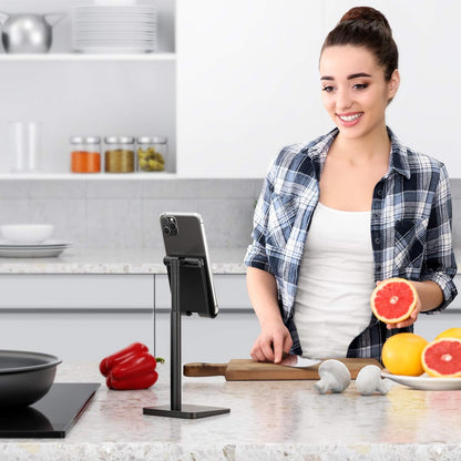 OMOTON Cell Phone Stand, Adjustable Angle Height Desk Phone Dock Holder for iPhone Air 17 Pro Max/Plus/XS/XR, Samsung Galaxy S20 / S10 / S9 / S8 and Other Phones (3.5-7.0-Inch)