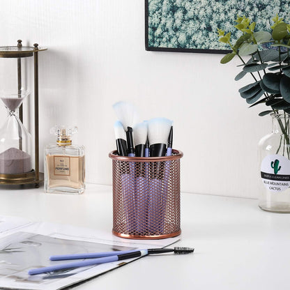 PAG Pencil Holder for Desk, 2 Pack Desktop Pen Cup, Office Supplies Desk Organizers and Accessories Organization, Makeup Brush Holder, Gold