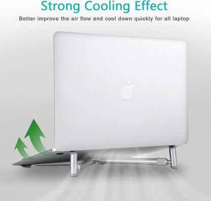 Portable Laptop Stand, Adjustable Laptop Stand for MacBook Pro, Aluminum Desk Foldable Compact Universal Computer Cooling Stand for 12 13 15 17 inch