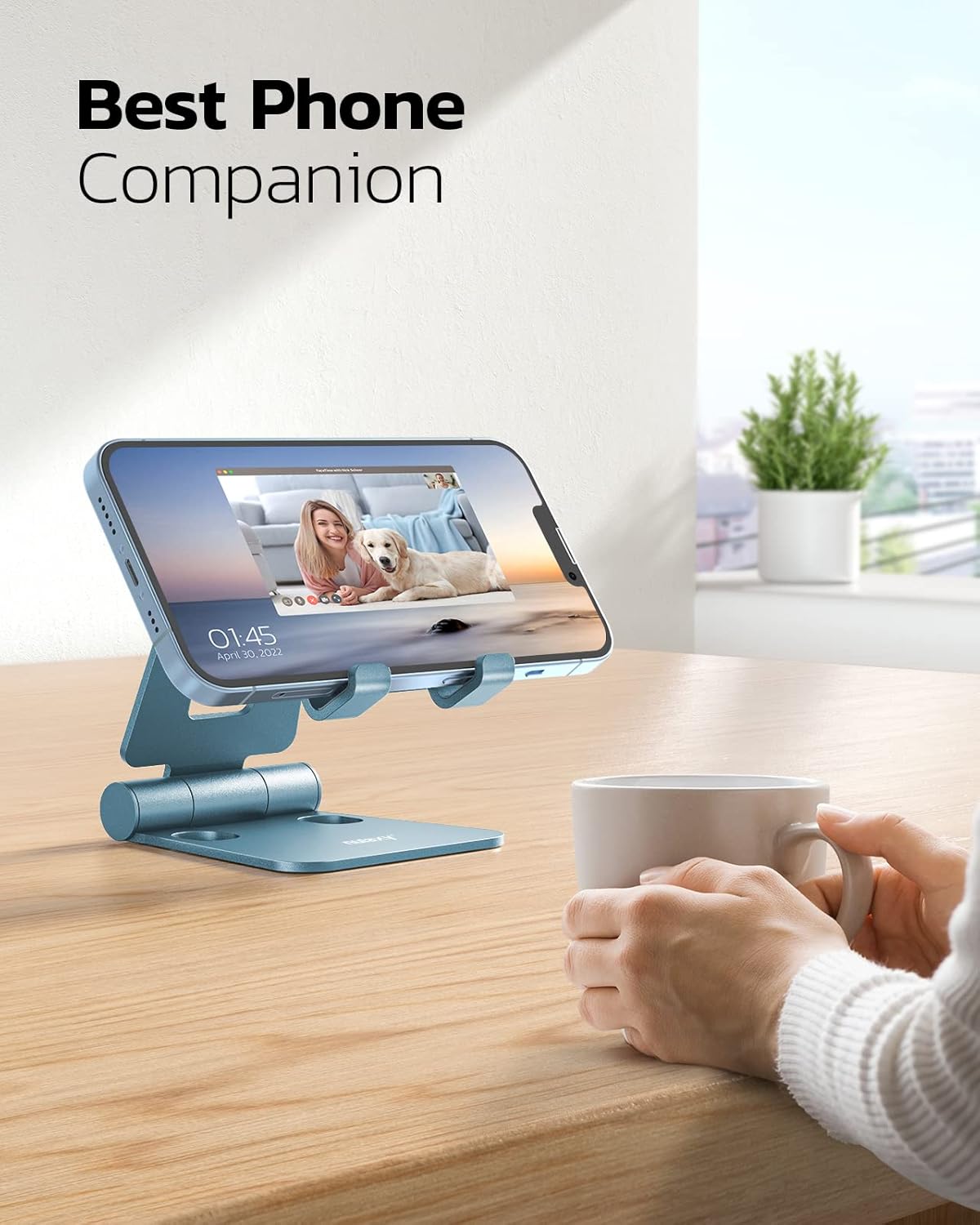 Nulaxy Dual Folding Cell Phone Stand, Fully Adjustable Foldable Desktop Phone Holder Cradle Dock Compatible with iPhone 17 16 15 14 13 12 11 Pro Max Xs Xr X 8, Nintendo Switch, All Phones