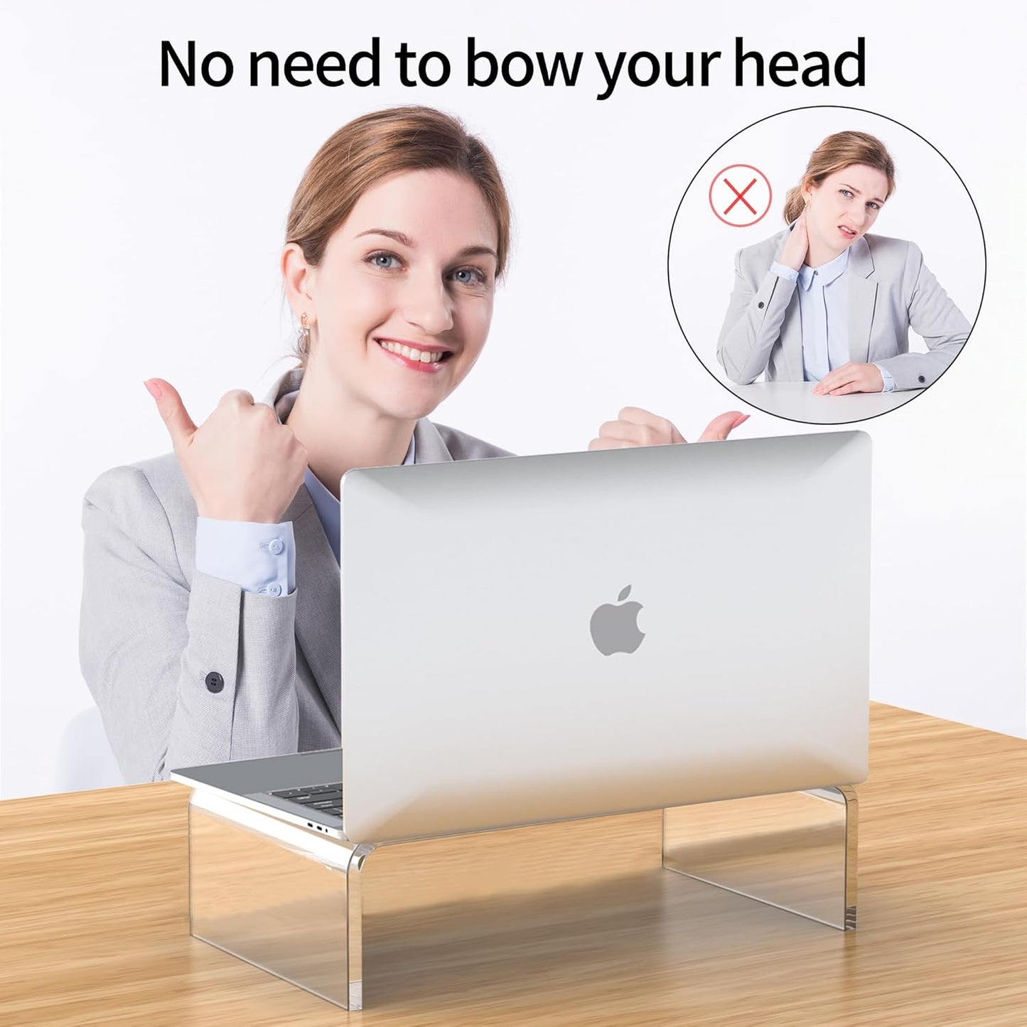 Acrylic Monitor Stand Riser Acrylic Laptop Stand for Desk Clear Computer Monitor Stand for Desk Accessories White Aesthetic Decorations for Office Home iMac Organizer