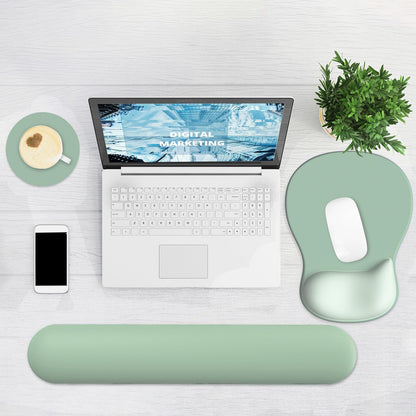 Ergonomic Mouse Pad with Wrist Rest and Keyboard Wrist Rest, Black Mousepad and Wrist Rest for Computer Keyboard, Pain Relief, Non-Slip PU Base, Gel Mouse Pad with Wrist Support for Gaming, Office