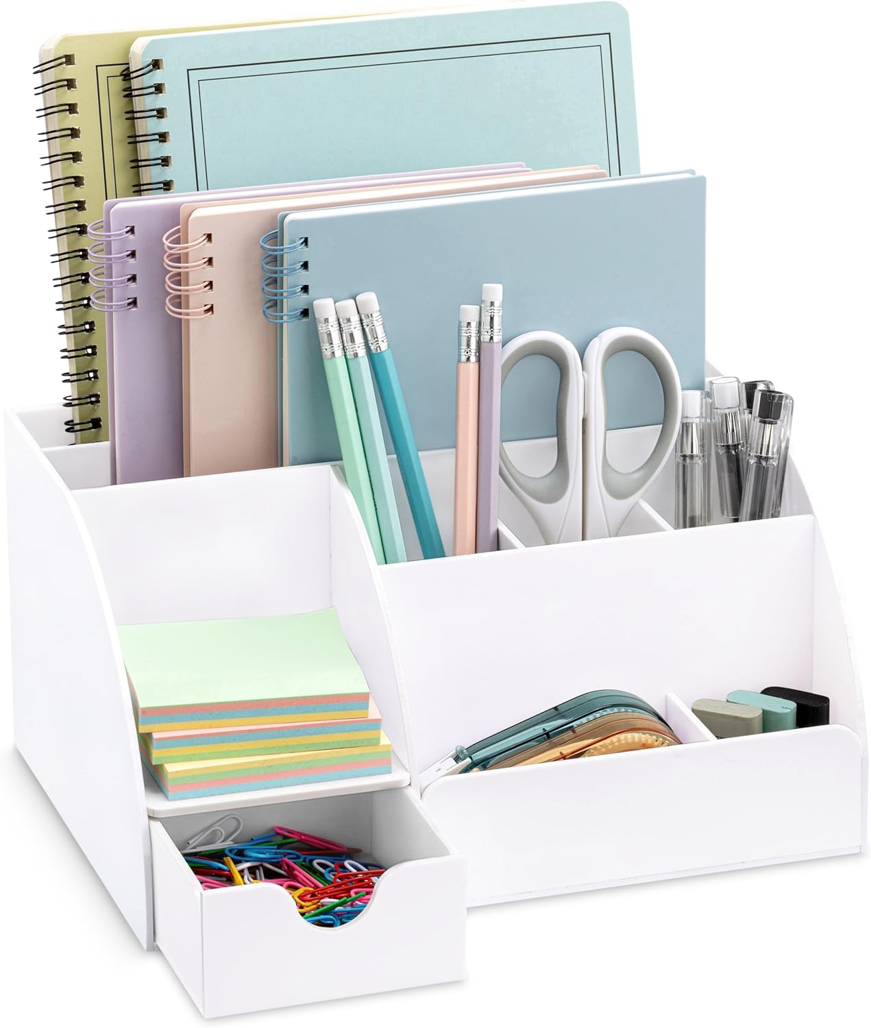 My Space Organizers Clear Acrylic Desk Oganizer, 9 Compartments, Office Supplies and Desk Accessories Organizer, Home Decor Desktop Organizer (Clear)
