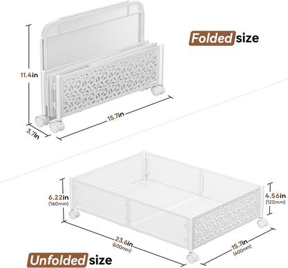 PHINOX Under Bed Storage Containers with Wheels, Under Bed Shoe Storage Organizer Drawer, Tool-free Assembly Metal Storage Containers for Bedroom Clothes Shoes Blankets -2PCK