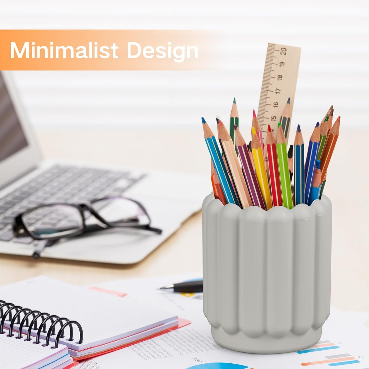 Silicone Pen Holder, Pencil Holder Cute Pens Cup for Desk for Kids Office Decor Desk Accessories Pen Pot Desk Organizer (White)