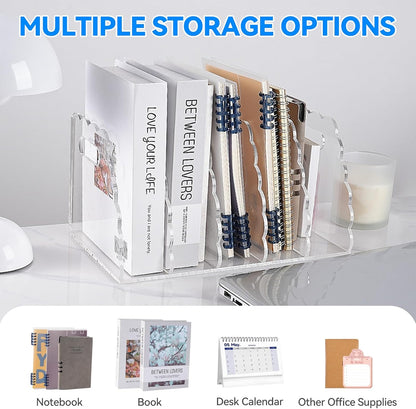 Adevar Clear Acrylic Magazine File Holder 4 Vertical Magazine File Organizer Binder Book Holder for Desk Acrylic Desk Organizer Clear Office Racks & Displays for Office Home Classroom