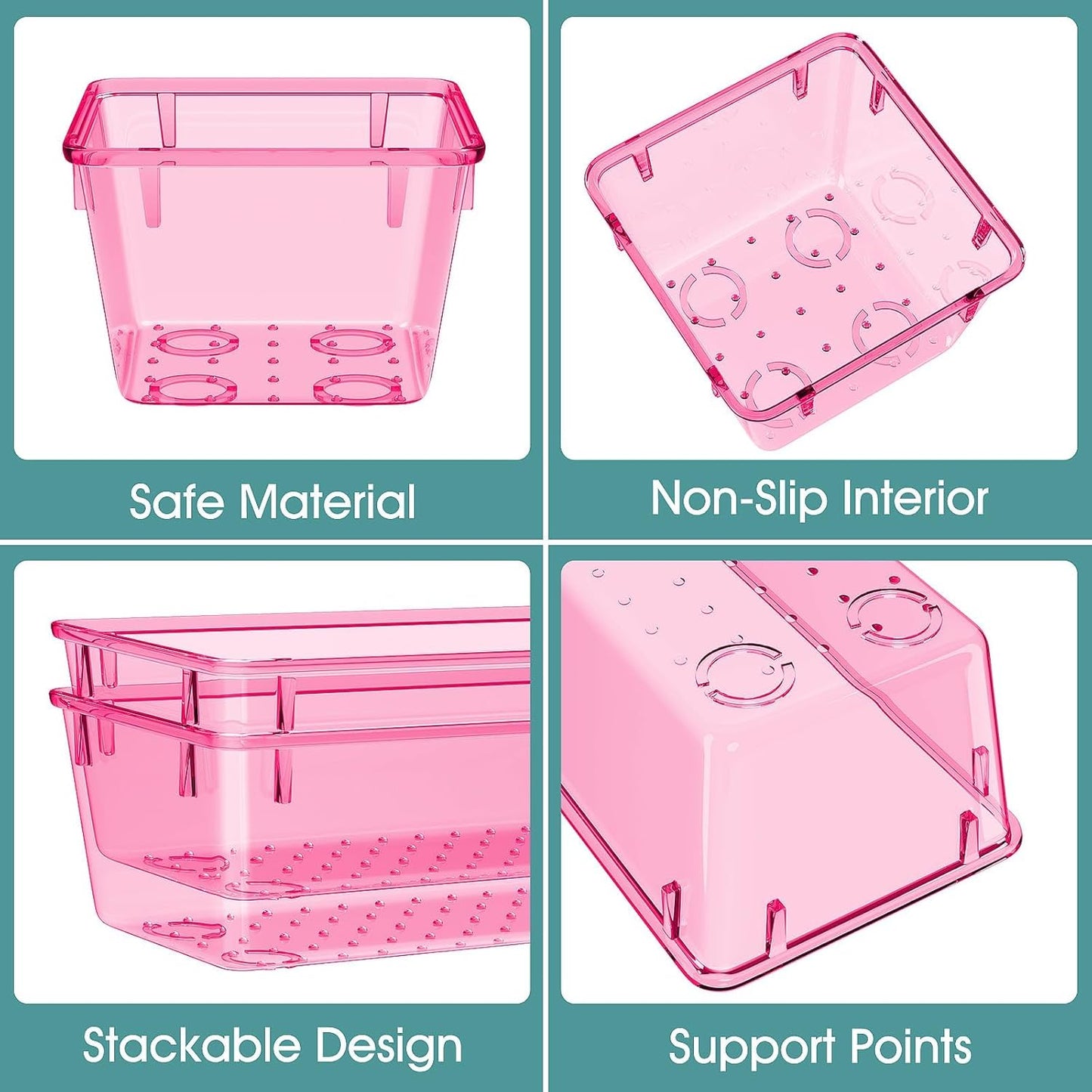WOWBOX 25 PCS Clear Plastic Drawer Organizer Set, 4 Sizes Desk Drawer Divider Organizers and Storage Bins for Makeup, Jewelry, Gadgets for Kitchen, Bedroom, Bathroom, Office