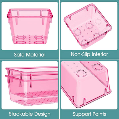 WOWBOX 25 PCS Clear Plastic Drawer Organizer Set, 4 Sizes Desk Drawer Divider Organizers and Storage Bins for Makeup, Jewelry, Gadgets for Kitchen, Bedroom, Bathroom, Office