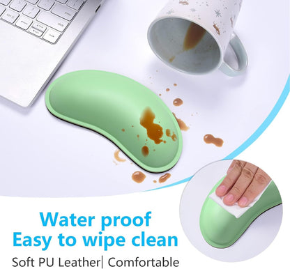 Dapesuom Keyboard Wrist Rest Set, Cute PU Leather Wrist Cushion for Computer Keyboard and Mousepad, Memory Foam Mouse Pad Rests Support with Non-Slip Base for Typing Pain Relief Laptop, Colonial White