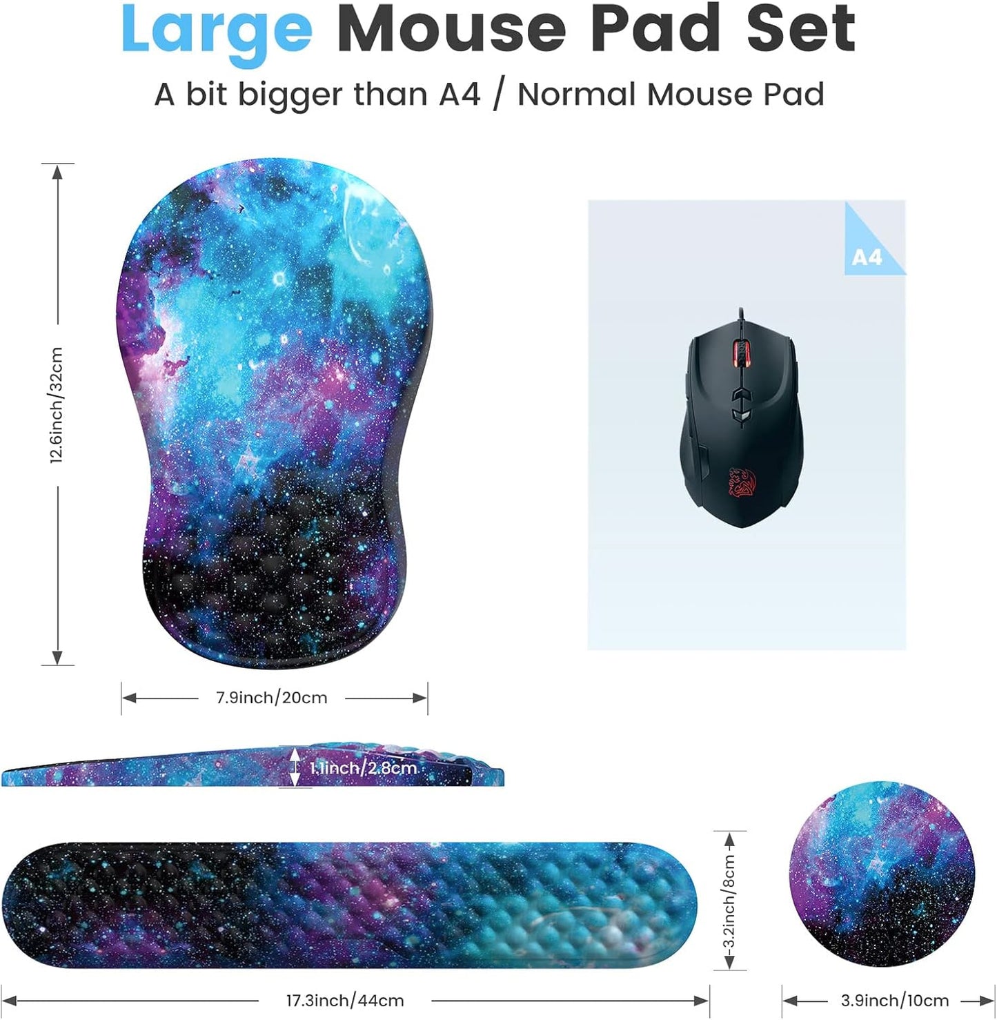 HAOCOO Keyboard Wrist Rest, Ergonomic Mouse Pad with Wrist Rest, 3 in 1 Keyboard and Mouse pad with Coaster Set, Memory Foam Wrist Support, Non-Slip PU Base for Home Office, Rose Gold Pink