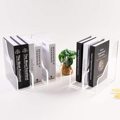 Magazine Holder - Acrylic File Holder and Desk Organizer, Clear Bookend File Sorter, Acrylic Book Organizer and Storage Box for Documents, Magazine Holder Rack for Classroom, Home, and Office