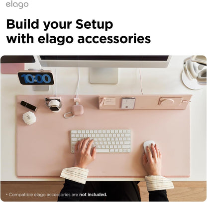 elago Smart Magnetic Desk Mat Folio Board Compatible with All Magnetic Products Clean Organized Desk for Office and Home (Microfiber Leather-Stone)