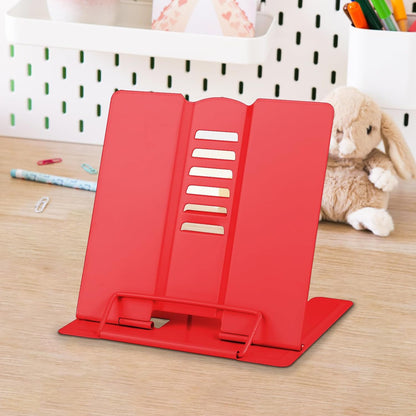 Honagu Small Book Stand Book Holder Metal Desk Stand for Reading Hands Free, Adjustable Cookbook Documents Holder, Portable for Music Books, Textbook, Recipe, Tablet, Ipad, Great Gifts (White)