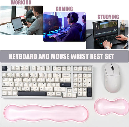 Clear Gel Wrist Rest for Keyboard and Mouse, Green Silicone Mouse Wrist Rest Set, Cute Ergonomic Wrist Rest for Keyboard 60%/75%(Green)