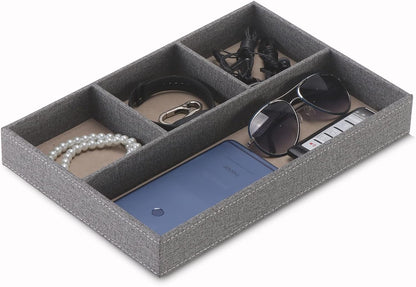 Desktop Glove Box, Nightstand or Dresser Organizer, Valet Tray, Entry Table Organizer, Dresser Storage Box,PU Leather Drawer Storage Decorative Trays.