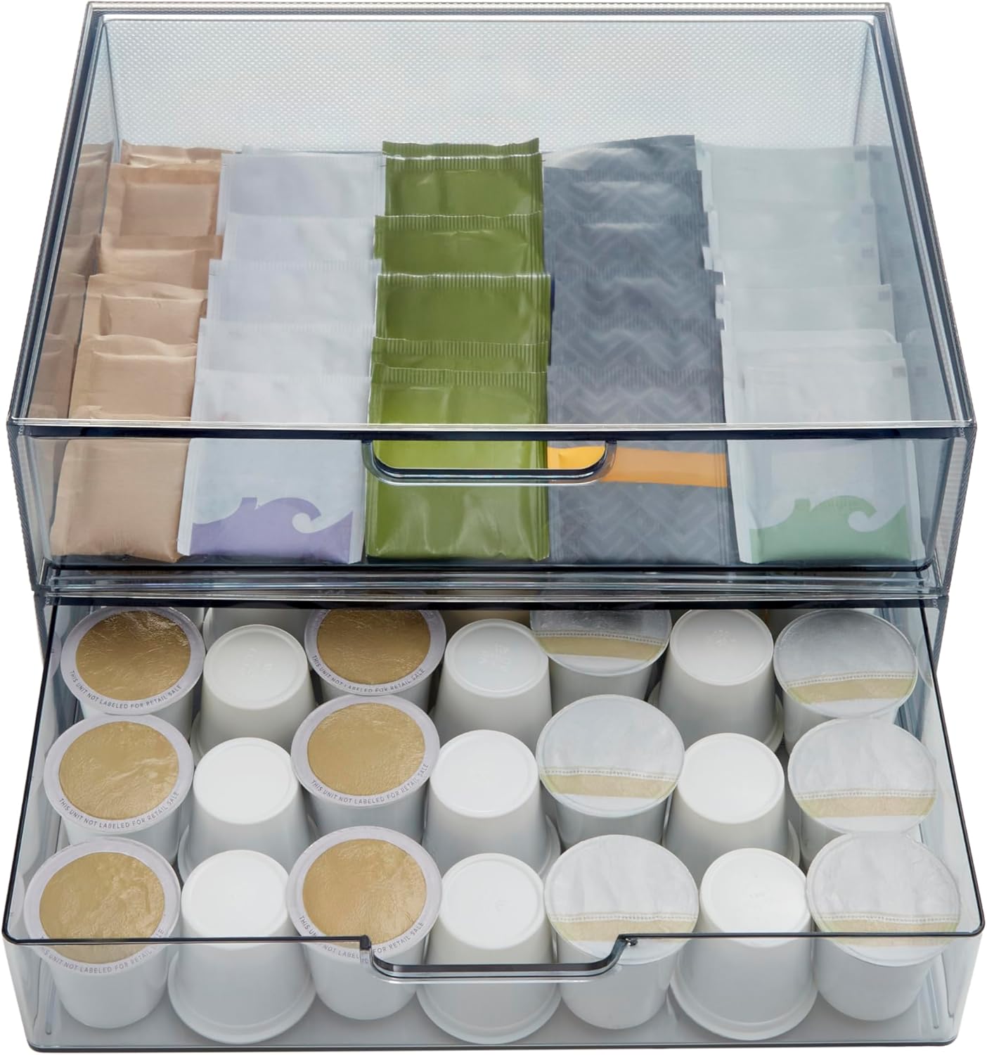 STORi STAX Plastic Stackable Organizer Drawers (Set of 2) Clear | 12.5" Wide | Set Includes Two Open Drawer | Organize Office Desk Accessories & Sort Paper | Made in USA