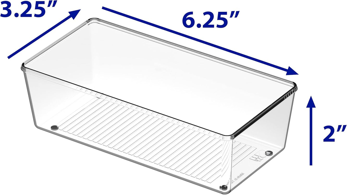 Simple Houseware Clear Drawer Organizer for Office Bin Desk Storage, Assorted Size, 6 Packs