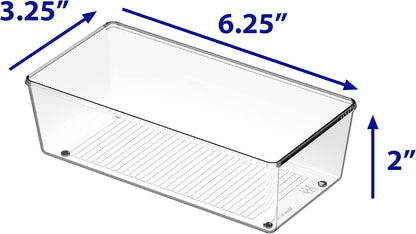 Simple Houseware Clear Drawer Organizer for Office Bin Desk Storage, Assorted Size, 6 Packs