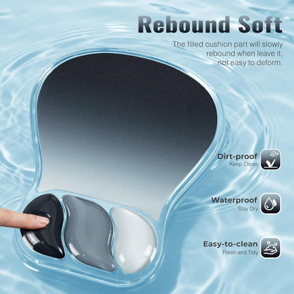 Ospelelf Mouse Pad with Wrist Rest Set Gel Ergonomic Keyboard Wrist Support Anti-Slip Rubber Bottom Office Women Desk Accessories for Computer, Laptop and Gaming, Black and Grey