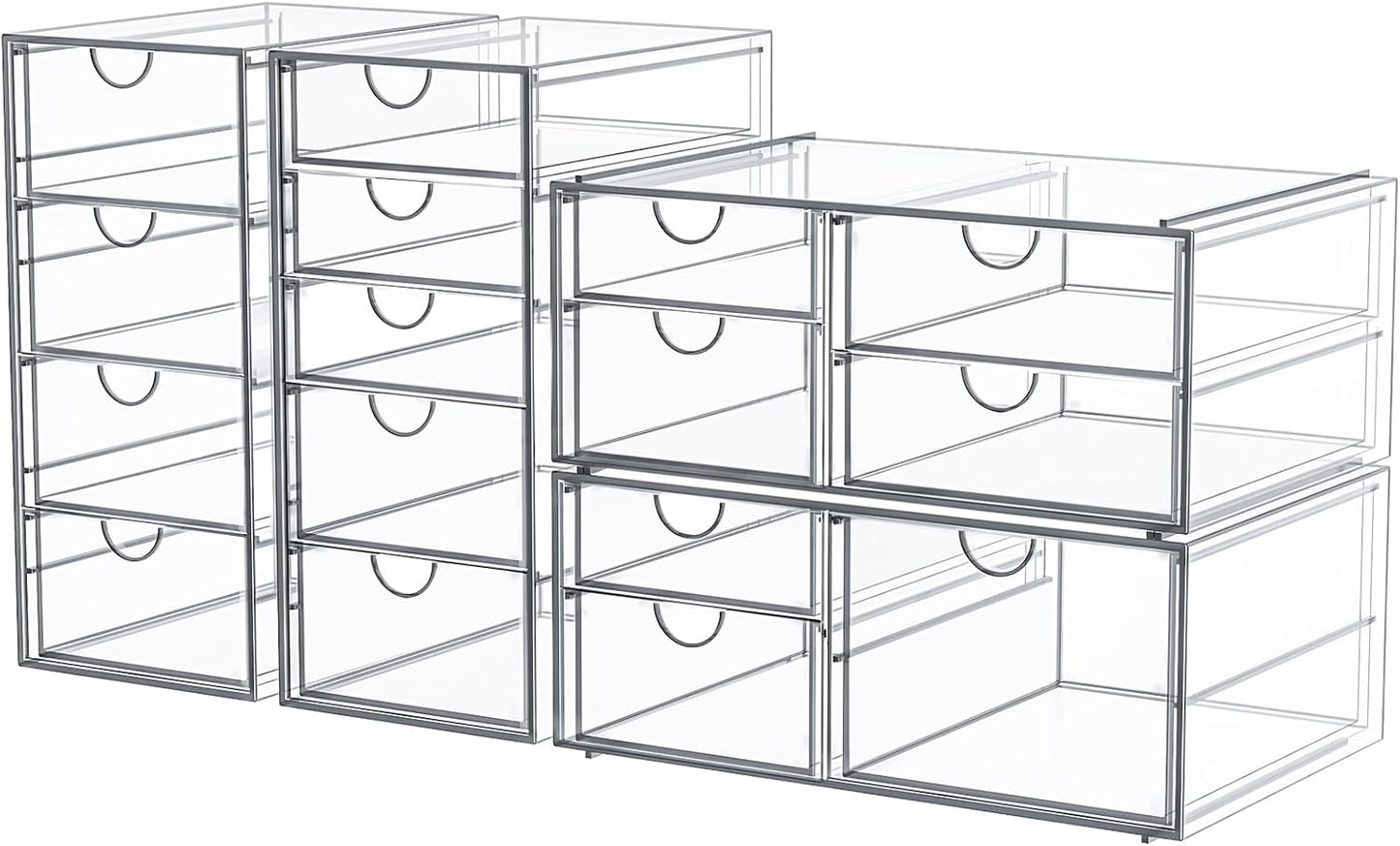 caktraie Versatile Acrylic Makeup Organizer, Drawer Organizer - Transparent Desktop Storage for Cosmetics, Office Supplies & More - Clear Organizer for Home & Office Use
