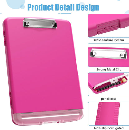 Hongri Clipboard with Storage with Pen Holder, Folder Nursing Clip Board 8.5 x 11 Foilo-Side Opening, High Capacity, Light Weight for Teachers, Classroom. Size 14 x 9.6 x 1.2 in(Pink)