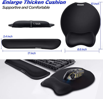 Gimars Upgrade Enlarge Superfine Fibre Soft Smooth Gel Ergonomic Mouse Pad Wrist Support and Keyboard Wrist Rest for Computer, Laptop, Mac, Gaming and Office, Durable, Comfortable and Pain Relief