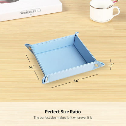 YAPISHI Key Dish Bowl for Men, Entryway Catchall Holder Bedside Table Valet Tray for Pocket Stuff, PU Leather Nightstand Organizer for Dice/Coins/Wallet/Watch/Rings/Sunglasses, Dresser/Coffee Table