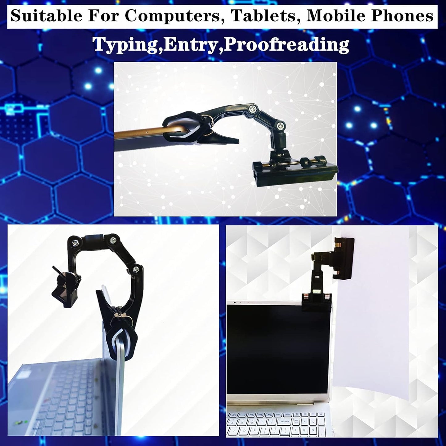Adjustable Document Holder for Typing, Rotatable Paper Copy Holder Clip,Handy Artist Supplies Clamp,Computer Typing Proofing Folder(2 Packs)