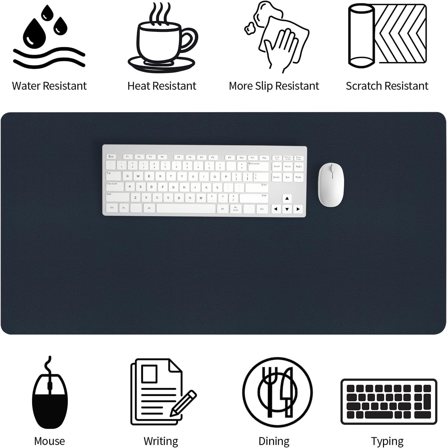 Bloss Leather Desk Pad and Keyboard Wrist Rest, Large Mouse Pad + Keyboard Pad+Mouse Wrist Support, Non-Slip Desk Mat Protector for Office, Home(31.5×15.7 Inches,Beige)