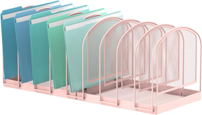 SUPEASY File Organizer for Desk, 5-Section Mesh Desk Organizer, Vertical File Holder Desktop Organizer File Sorter, File Folder Holder for Office Supplies, Black