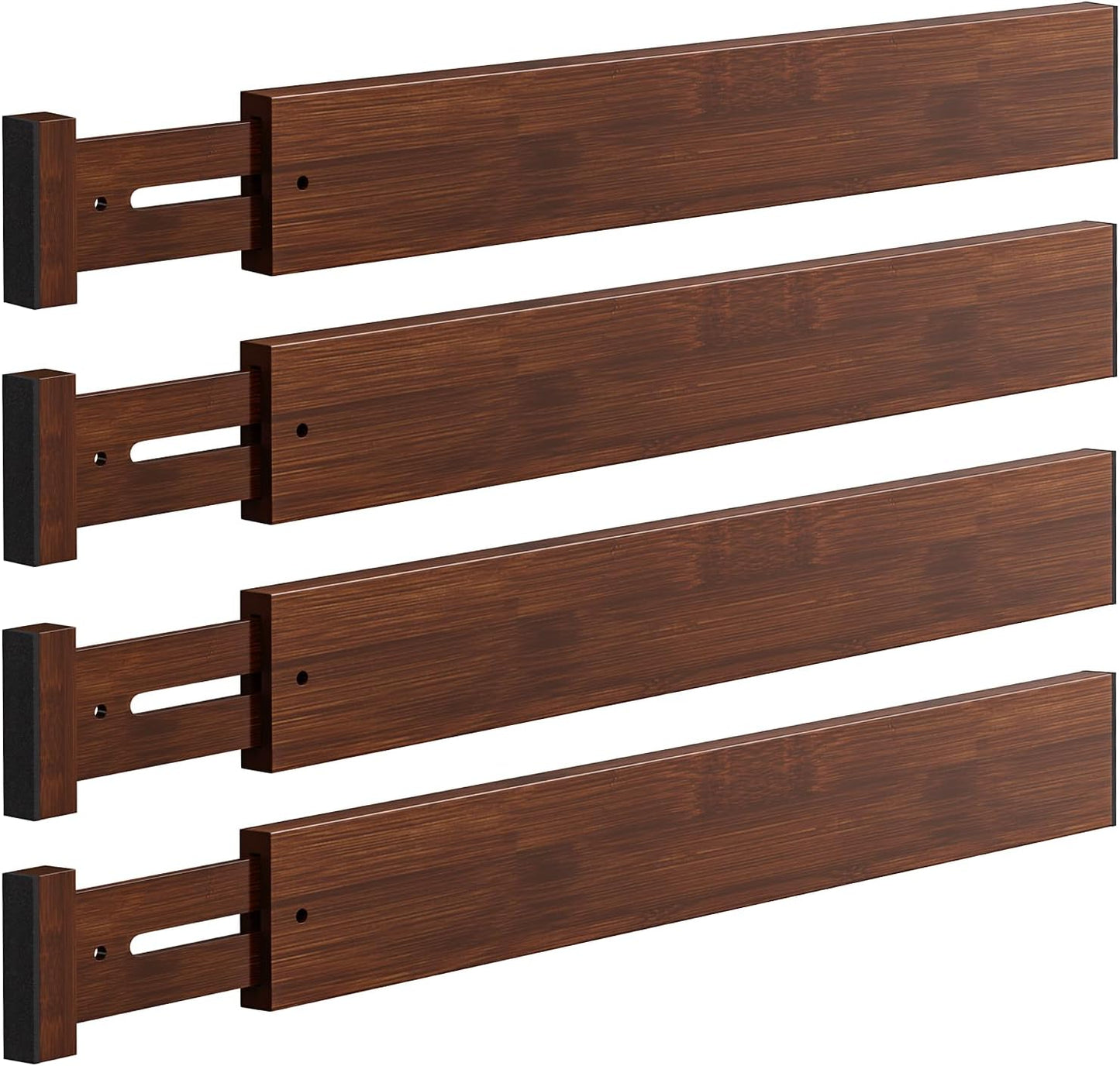 DUCOO 4 PCS Drawer Divider, 17"-22" Adjustable Bamboo Drawer Dividers Organizers, Expandable Separators for Kitchen, Clothes, Dressers, Home, Office