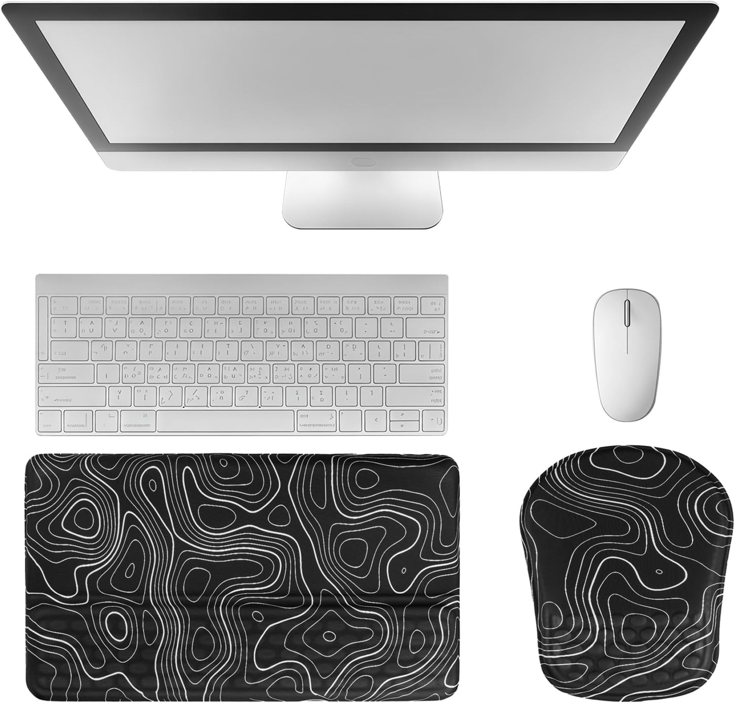 Keyboard Wrist Rest -Ergonomic Keyboard Stand with Wrist Rest- with Carpal Tunnel Pain Relief Massage Bumps and Full Memory Gel Design - Ideal Frequent Computer (Black)