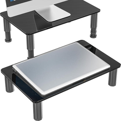 Hemudu 2 Pack Computer Monitor Riser with Height Adjustable Multi Media Desktop Stand for Flat Screen LCD LED TV, Laptop/Notebook/Xbox One