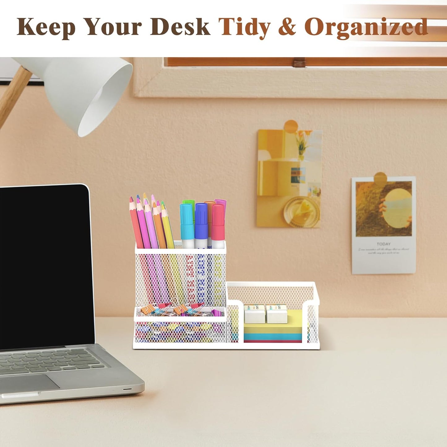 SUPEASY Pen Holder Desk Organizer, Office Supplies Pencil Holder with 3 Compartments, Desk Accessories and Workspace Organizers for Home School Classroom, Black