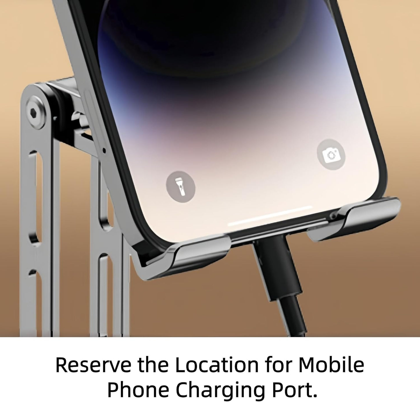 All-Metal Cell Phone Stand 360° Rotatable & Height Adjustable - 25KG Super Load-Bearing, Foldable Desk Stand for Phone, Compatible with iPhone 17/16/15/14, Nintendo Switch, Silver
