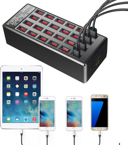 100w 24(20A) Port, USB Fast Charging Station,Travel Desktop USB Rapid Charger,Multi Ports Charging Station Organizer Compatible with Smartphones,Tables,and More Devices