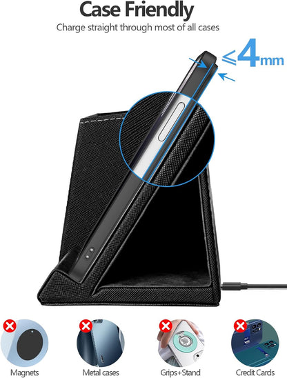 Bamboo Pen Holder for Desk & Nightstand Organizer with Fast Wireless Charging for iPhone, Samsung & More – Office Desk Accessories for Men/Women (Natural)