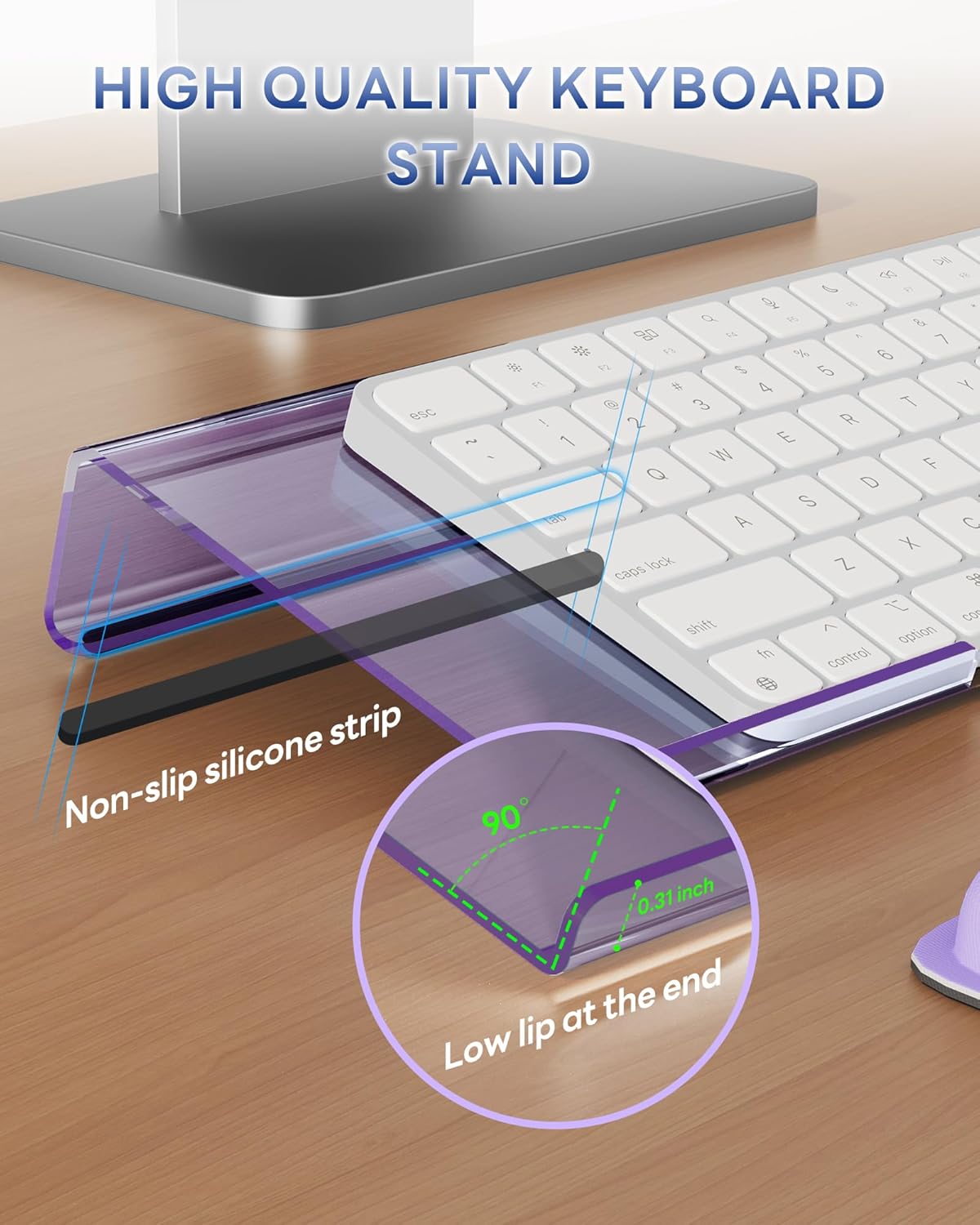 Laborio Computer Keyboard Wrist Rest Stand for Desktop, Keyboard Holder for Easy Typing with Wrist Pad for Office Desk, Home, School (Pink)