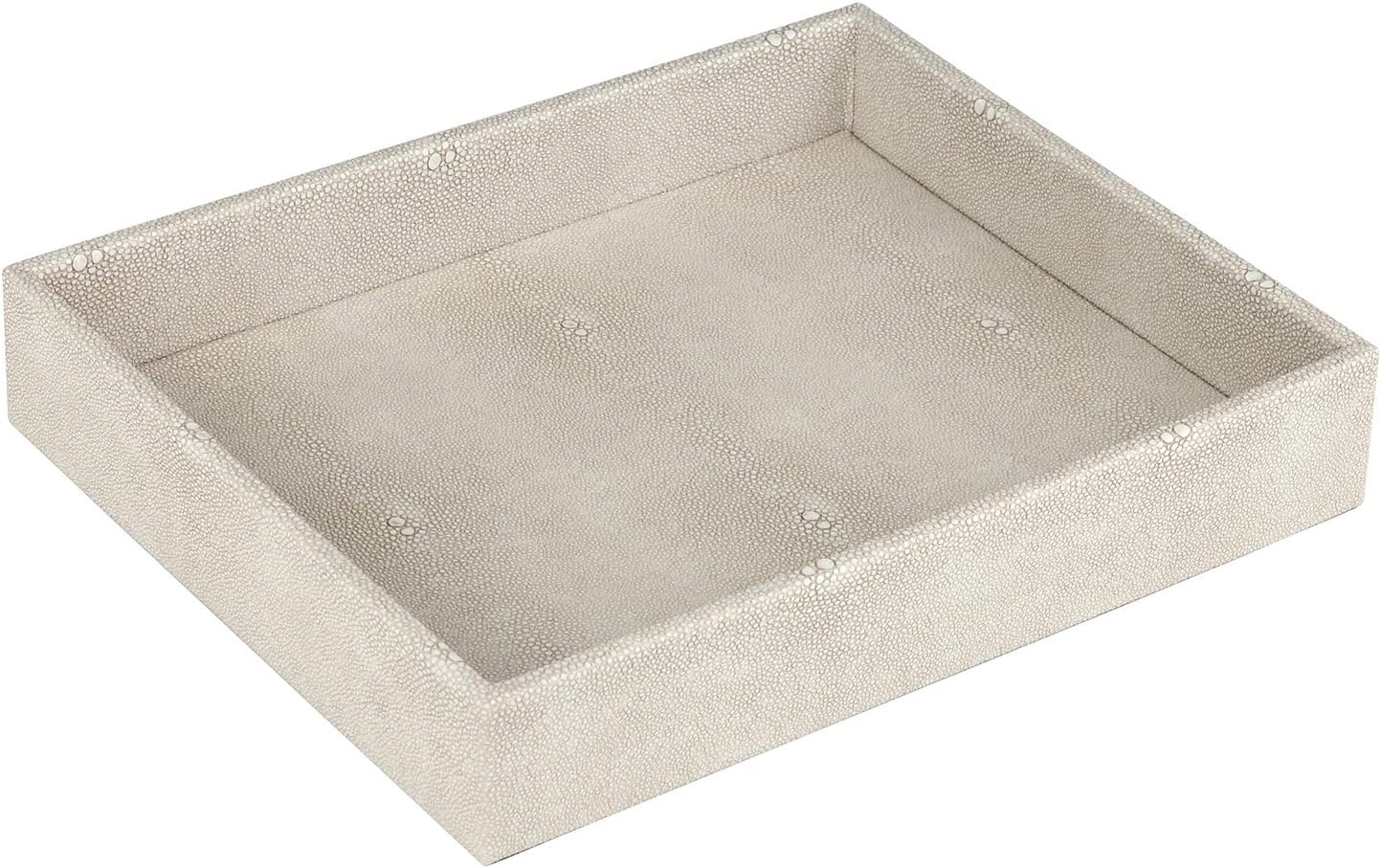 HofferRuffer Faux Leather Vanity Tray, Elegant Desktop Storage Organizer, Decorative Catchall for Perfume, Bathroom Valet, Nightstand or Dresser, Black, 10.2 x 8.4 x 1.8 Inches