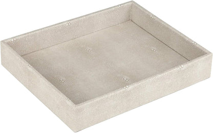 HofferRuffer Faux Leather Vanity Tray, Elegant Desktop Storage Organizer, Decorative Catchall for Perfume, Bathroom Valet, Nightstand or Dresser, Black, 10.2 x 8.4 x 1.8 Inches